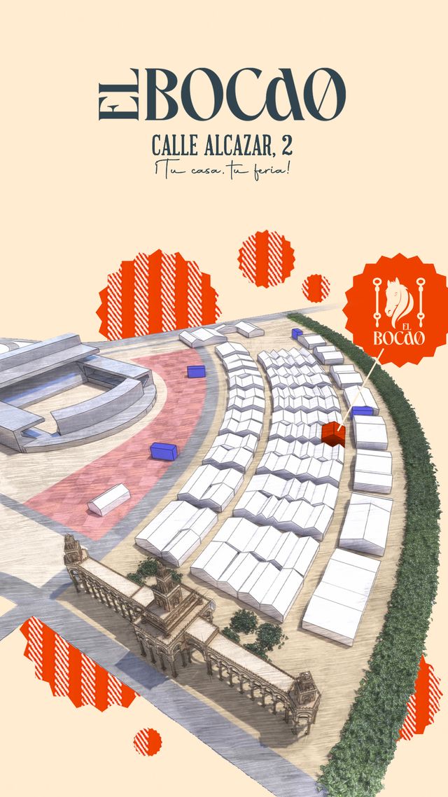 Plano de la Feria de Córdoba 2026 con la ubicación de El Bocao, Calle Alcázar 2